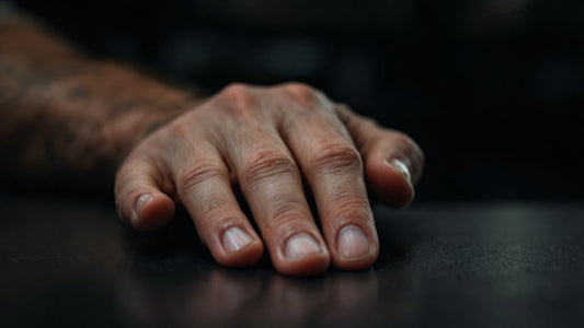 Close-up of a fighter hand with knuckles showing redness from training