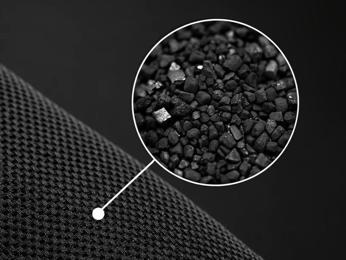 Close-up of the bamboo charcoal inside a Drago glove deodorizer