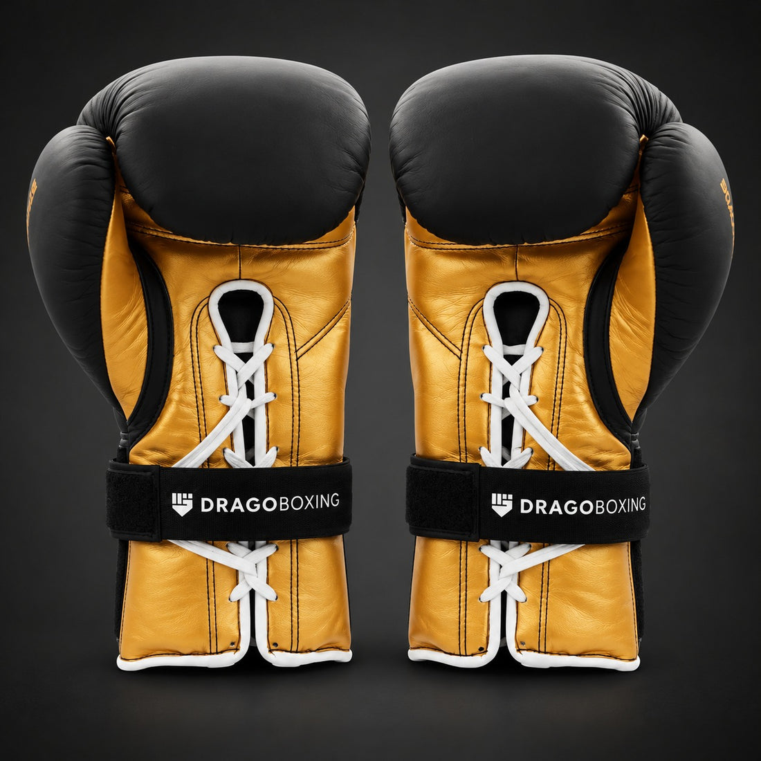 Pair of Drago Glove Lace Converters on lace-up boxing gloves