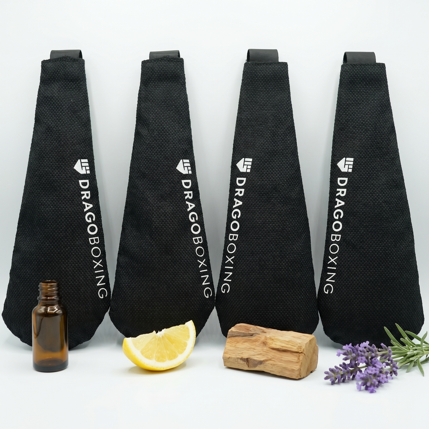 Drago Glove Deodorizers — four scents side by side: Cologne, Lemon, Sandalwood, Lavender
